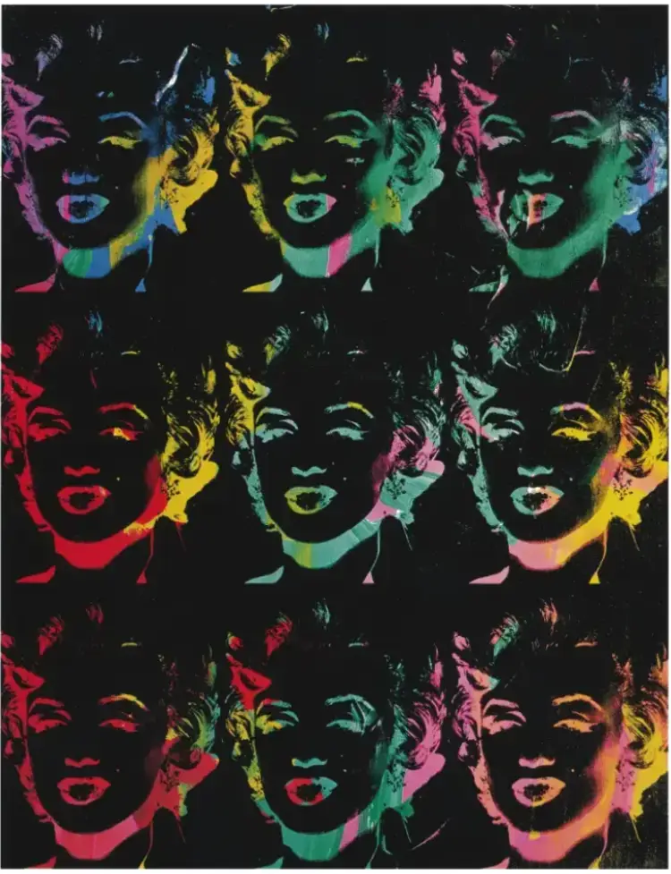 Nine Multicolored Marilyns (Reversal Series)