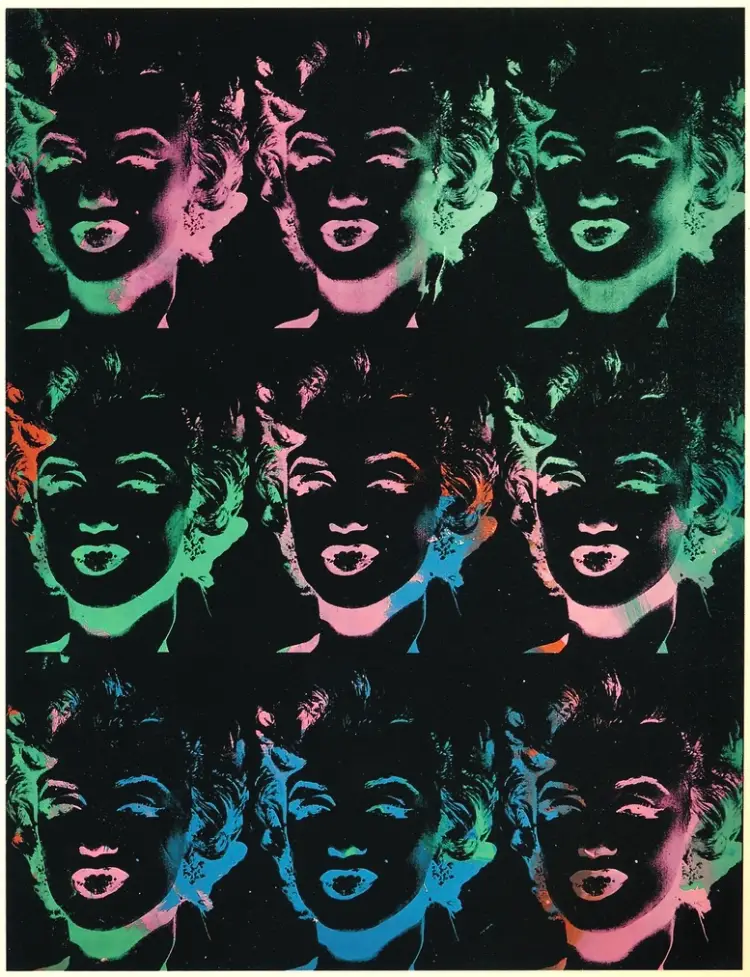 Nine Multicolored Marilyns (Reversal Series)